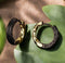 Uniquely Crafted Retro Tang Grass Grain Sense Textured Black Gold High-End Men & Women Hoop Earrings